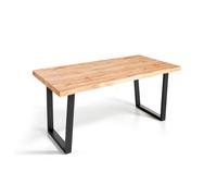 MOMMA HOME Mesa Comedor Madera - Mesa Salon Rustica, Mesa Comedor Patas Metálicas/Hierro Negro, Mesa Madera MDF, Comedor, Alaska, Color Roble/Negro (160_x_90_cm)