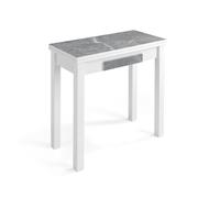 MOMMA HOME Mesa de Cocina Extensible Lazio - Mesa de Comedor Moderna, Plegable y Multifuncional, Color Blanco/Gris Mármol, Medidas 80x40/80x78 cm