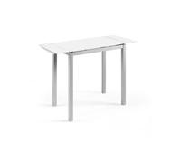 MOMMA HOME Mesa de Cocina o salón Extensible Moderna, CALCUTA, Color Negro/Plata - Material Cristal Templado/Metal 100/140 x 60 x 76 cm