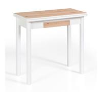 MOMMA HOME Mesa de Cocina Extensible y Abatible - Mesa de Comedor Moderna Plegable, Modelo Pompeya en Color Roble Rústico/Blanco, Medidas 80x40/80x78 cm