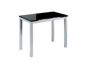 MOMMA HOME Mesa de Cocina o salón Extensible Moderna, CALCUTA, Color Negro/Plata - Material Cristal Templado/Metal 100/140 x 60 x 76 cm