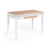 MOMMA HOME Mesa de Comedor Extensible Moderna - Mesa de Cocina Plegable y Extensible, Diseño Noli en Color Roble Rústico y Blanco, Medidas 100/160x60x76 cm