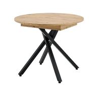 MOMMA HOME Mesa de Comedor Extensible y Plegable - Mesa Redonda para Salón, con Patas Metálicas Regulables, Color Roble/Negro, 90-120x90x75 cm