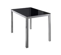 MOMMA HOME - Mesa de Comedor Rectangular de Cristal Templado, Modelo Melbourne, Color Negro/Plata, 110 x 75 x 75 cm - Diseño Moderno para Salón o Cocina