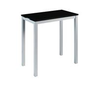 MOMMA HOME Mesa de Comedor y Cocina, Extensible y Plegable Alta, Mesa Moderna, Color Negro/Plata. Londres, Cristal Templado/Metal, Medidas 95x55/95x95 cm
