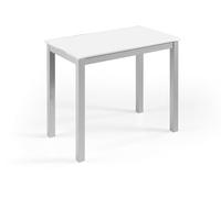 MOMMA HOME Mesa de Comedor y Cocina, Extensible y Plegable, Mesa Moderna, Color Blanco/Plata. Londres, Cristal Templado/Metal, Medidas 95x55/95x76 cm