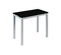 MOMMA HOME Mesa de Comedor y Cocina, Extensible y Plegable, Mesa Moderna, Color Negro/Plata. Londres, Cristal Templado/Metal, Medidas 95x55/95x76 cm