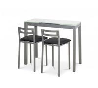 MOMMA HOME Mesa Extensible de Cocina Novi con 2 Taburetes Bajos MOLI - Conjunto Mesa y Taburetes para Cocina, Comedor y Espacios Pequeños, Diseño Moderno (Negro)