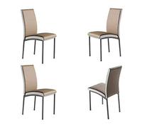 MOMMA HOME Set de 4 Sillas - Modelo Camelia - Color Camel/Blanco - Material Ecopiel/Metal - Medidas 45 x 54 x 92 cm