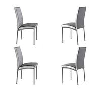 MOMMA HOME Set de 4 Sillas - Modelo Camelia - Color Gris/Blanco - Material Ecopiel/Metal - Medidas 45 x 54 x 92 cm