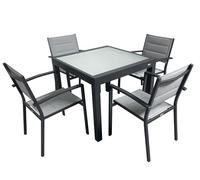 MOMMA HOME Set Mesa Extensible y 4 sillas terraza, Conjunto Muebles Jardín Exterior 5 Piezas, Estructura de Aluminio, Mesa y Sillas Terraza Impermeables, Resistentes a Exterior (Gris Antracita)