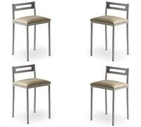 Set 4 taburetes de cocina polipiel moli - beige