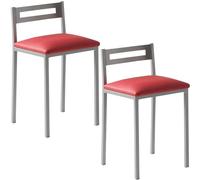 MOMMA HOME Taburetes de Cocina - Pack 2 Taburetes de Cocina, Banquetas, Taburete Bar, Material Metal/Ecopiel, MOLI, Medidas 34x34x65cm (Rojo/Plata)
