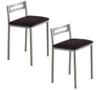 MOMMA HOME Taburetes de Cocina - Pack 2 Taburetes de Cocina, Banquetas, Taburete Bar, Material Metal/Ecopiel, MOLI, Medidas 34x34x65cm (Negro/Plata)