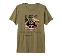 Momma Life #mommalife Viviendo En Bollos Desordenados Y Carreras De Café Camiseta Premium