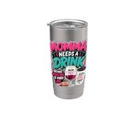 Momma Needs A Drink Wine Lover Funny Mom Mother's Day Womens Vaso térmico de acero inoxidable de doble pared