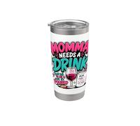 Momma Needs A Drink Wine Lover Funny Mom Mother's Day Womens Vaso térmico de acero inoxidable de doble pared