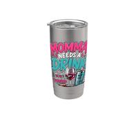 Momma Needs A Drink Wine Lover Funny Mom Mother's Day Womens Vaso térmico de acero inoxidable de doble pared