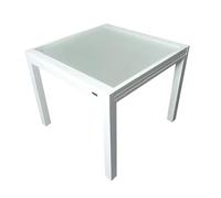 MOMMAHOME® Mesa Extensible Jardin Aluminio y Cristal Templado Mesa Comedor Cuadrada Extensible de Exterior Al Aire Libre 4-6 Personas Medidas 90/180x90x74H cm (Blanco)