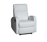 MOMMAHOME® Sillón Relax reclinable, TAVIRA - Sillón Reclinable Manual - Material Piel Sintetica PU/Metal Color Blanco, Medidas: Ancho 71 x Profundo 93 x Alto 101 cm