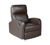 MOMMAHOME® Sillón Relax reclinable, TAVIRA - Sillón Reclinable Manual - Material Piel Sintetica PU/Metal Color Marrón, Medidas: Ancho 71 x Profundo 93 x Alto 101 cm