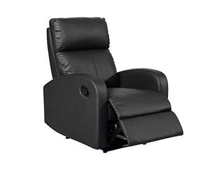 MOMMAHOME® Sillón Relax reclinable, TAVIRA - Sillón Reclinable Manual - Material Piel Sintetica PU/Metal Color Negro, Medidas: Ancho 71 x Profundo 93 x Alto 101 cm
