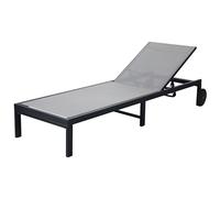 MOMMAHOME® Tumbona de Jardín Exterior Reclinable - 5 Posiciones, con Ruedas de Aluminio, Textilene Transpirable, Plegable para Piscina y Terraza, 196x65x30,5/83 cm - Color Gris Antracita
