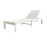 MOMMAHOME® Tumbona Jardin Exterior - Tumbona Reclinable 5 Posiciones, Tumbona Piscina y jardín, Ruedas de Aluminio, Textilene Tumbona Plegable, 196x65x30,5/83 cm (Blanco)