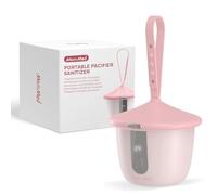MOMMED Esterilizador Chupete Portátil UV-C, Caja Esterilizadora para Chupete con 6 LED, Limpieza Rápida en 1 Minuto, Porta Chupete Recargable USB-C con Pantalla Inteligente para Casa y Viaje, Rosa