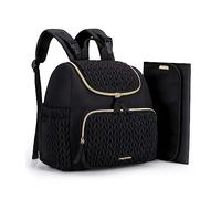 mommore Mochila para pañales, elegante bolsa de viaje para bebé con bolsillos aislados, cambiador y correas para cochecito para niños pequeños (L-negro, grande-27L)