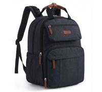 mommore Mochila para pañales grande, bolsa de pañales con alfombrilla cambiadora Diaper Bag bolsa de bebé resistente con correas para cochecito, mochila de viaje impermeable para mamá y papá, Negro