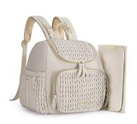 mommore Mochila pequeña para pañales con bolsillos aislados, cambiador, correas para cochecito, Crema claro , Small-17L, Mochilas Daypack