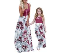 Mommy and Me Vestidos Casual Floral Familia Outfits Verano a juego Maxi vestido - Rojo - 40 ES
