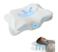 MOMMY CONFORT Almohada Cervical Viscoelástica Ergonómica 60x35 Firme Antironquidos Soporte Cuello y Hombros Lavable Transpirable Dormir Mejor Dolor Cervical Mariposa Oeko Tex Salud y Descanso