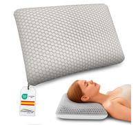 MOMMY CONFORT Almohada Viscoelástica Cervical 60x40 cm Funda Panal TPE 4D Efecto Masaje Soporte Ortopédico Lavable Cuello Dolor Cervical Descanso Ergonómico Gris