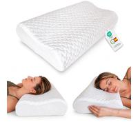 MOMMY CONFORT Almohada Viscoelástica Cervicales y Cuello Doble Altura 60x38x11/9 cm Ergonómica Funda Interior y Funda Lavable con Cremallera Transpirable Dormir Mejor Descanso Diario