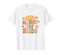 Mommy EST 2026 Groovy Retro Daisy Flower New Mom Día de la Madre Camiseta