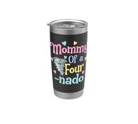 Mommy Of A Fournado Funny Mom 4th Birthday Matching Family Vaso térmico de acero inoxidable de doble pared