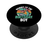 Mommy of The Birthday Boy Gaming T-Rex Cumpleaños a Juego PopSockets PopGrip Adhesivo