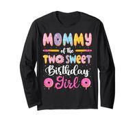 Mommy of The Two Sweet Birthday Girl Donut 2º cumpleaños Manga Larga