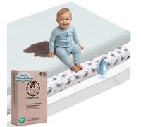 Mommybelly Set Sabanas Capazo 35x75. 2 Sabanas Bajeras de Algodon Jersey + 1 Protector de Colchon Impermeable de Rizo para Cochecito, Carro, Moises de Bebe. Certificado OekoTex. Elefantes 75x35