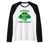 Mommy's Little Monster - Creepy Cute Sea Creature Design Camiseta Manga Raglan