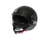 MOMO Design - FGTR EVO E2206, Casco de Moto Jet con visera doble, casco Jet Scooter para hombre y mujer, homologado ECE, casco jet vintage abierto, negro/plata mate, L