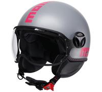 MOMO FGTR Classic Fluo Casco a reacción, Gris mate/rosa, Talla XL (61)