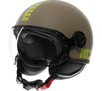 MOMODESIGN - FGTR Classic E2206, Casco Jet Moto Homologado ECE, Scooter Abierto, Ligero Con Visera, Para Hombres y Mujeres, Matt Sand/Lime, XL