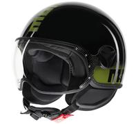 MOMO FGTR Classic Stripes Casco Jet, negro/amarillo neón, Talla S (55/56)