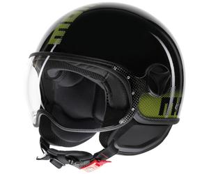 MOMO FGTR Classic Stripes Casco Jet, negro-amarillo, tamaño S para Hombres