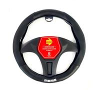 MOMO - Funda de Volante Easy Universal, Antideslizante, Lavable y Resistente, Medidas 38-39 cm, Diseño Deportivo con Logo, Color Negro