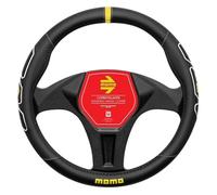 Momo Funda para volante Refial, color negro y costuras blancas, 38-39 cm