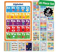 Momo & Nashi Juego de 20 pósteres educativos de 16 x 11 pulgadas, decoración de aula, suministros imprescindibles para actividades de aprendizaje preescolar